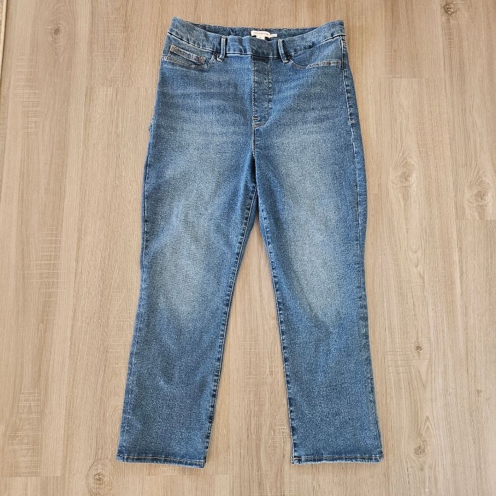 Good American Jeans Women Sz XL Power Stretch Pull On Straight Indigo 490